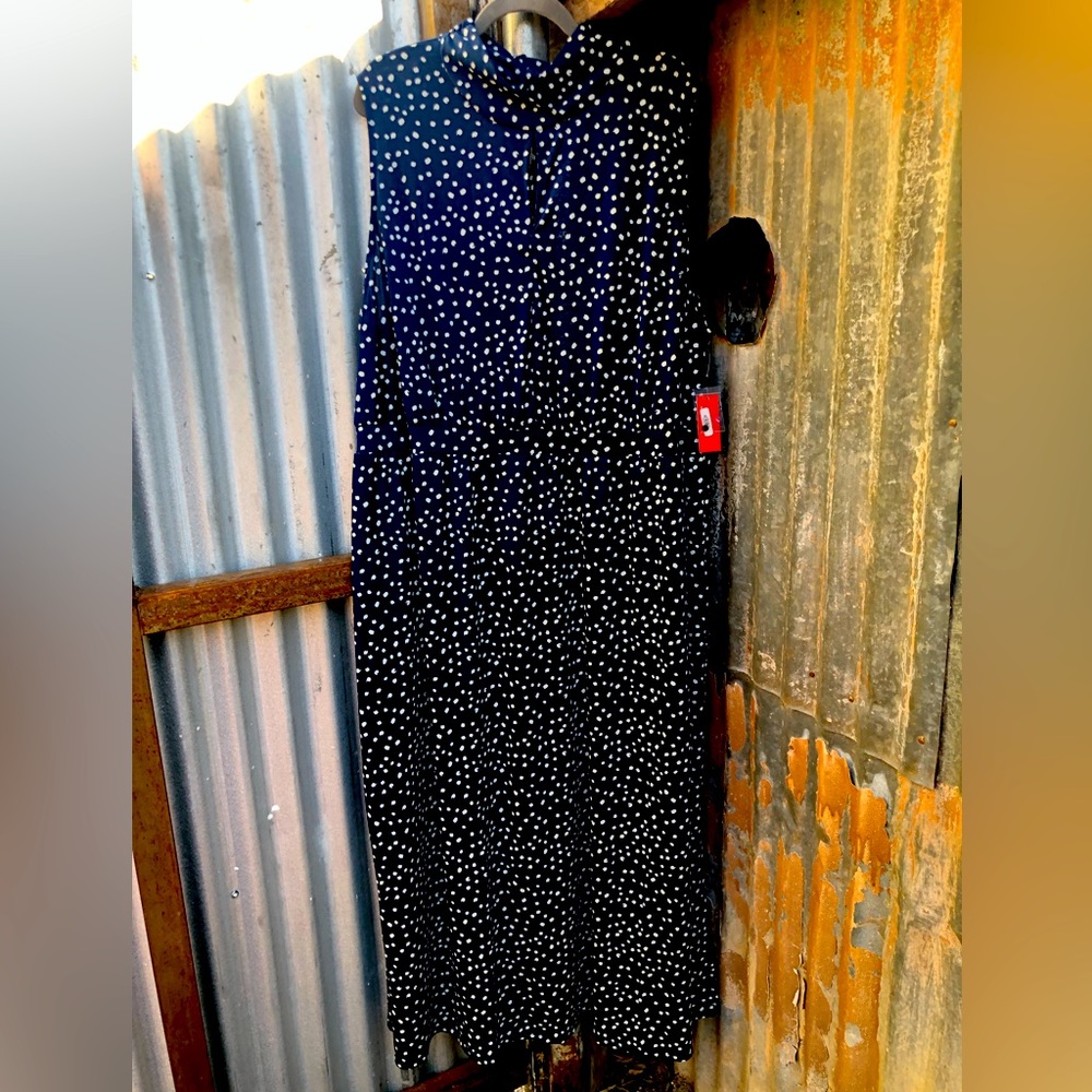 Molly & Isadora- Sleeveless Polkadot Maxi Dress with Keyhole Neck- 3X- N…